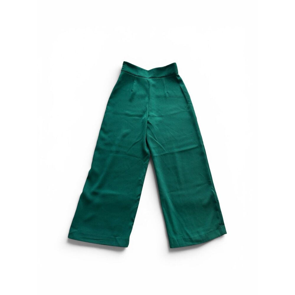 Zara Emerald Green Women's Office Dress Pants Wide Leg Trousers Size S or Size 2 - Picture 2 of 6